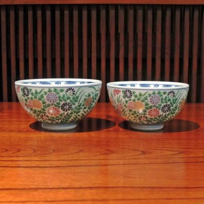 1648 其泉　秋草瓔珞文  湯呑　4客 秋草 瓔珞文 湯呑大 賞美堂本店其泉窯 | 陶磁器専門店 布佐陶芸