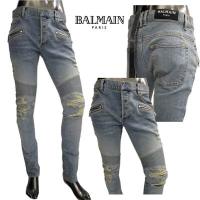 バルマン メンズ バイカー デニムパンツ ブラック ブルー BALMAIN ...