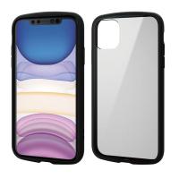 iPhone11 ケース カバー TPU ポリカーボネート フレームカラー 耐衝撃 ストラップホール付 ブラック PM-A19CTSLFCBK エレ （直送品）