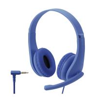 ヘッドセット 子供用 両耳 マイクアーム付 4極 タブレット ノートPC ダークブルー HS-KD01TDBU エレコム 1個（直送品）