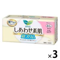 ナプキン ふつうの日用 羽つき 20.5cm ロリエエフ しあわせ素肌 超スリム 1セット（24枚×3個） 花王