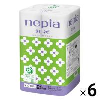 トイレットペーパー ダブル 25m 12ロール パルプ100％ ネピネピ 1セット（1パック（12ロール）×6) やわらかい 無香料 王子ネピア