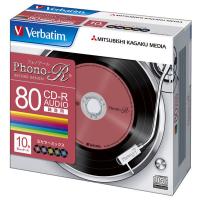 Verbatim 1回録音用 音楽用CD-R 80分 1-24倍速 レコードデザインレーベル 10枚ケース5色 MUR80PHS10V1