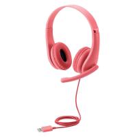 【アウトレット】ヘッドセット こども用 両耳 USB接続 回転式マイクアーム レッド HS-KD01URD 1個 エレコム