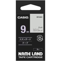 カシオ計算機 カシオネームランドテープ 9ミリ幅 透明に白文字 XR-9AX 1個