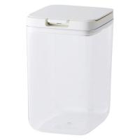 湿気を防ぐ プラスチック 保存容器 トール 1.2L ホワイト パッキン付き ワンタッチ式 1個 マーナ