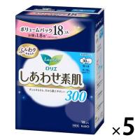 大容量 ナプキン 多い夜用 羽つき 30cm ロリエ しあわせ素肌 ボリュームパック 1セット（18枚×5個） 花王