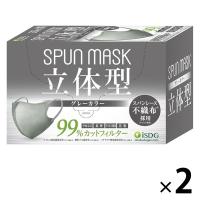 SPUN MASK 立体型 グレー 不織布マスク 1セット（30枚入×2箱） 医食同源ドットコム 使い捨て カラーマスク 個包装