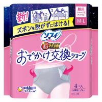 ナプキン 生理用品 ソフィ 超熟睡 おでかけ交換ショーツ ナチュラルグレー M〜L 昼用 1パック（4枚）ユニ・チャーム