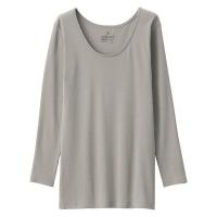 無印良品 レディース 婦人 あったか綿 Ｕネック八分袖Ｔシャツ 婦人Ｓ グレイッシュブラウン 良品計画