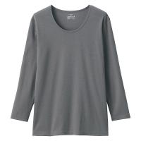 無印良品 レディース 婦人 あったか綿 厚手 Ｕネック八分袖Ｔシャツ 婦人Ｍ ミディアムグレー 良品計画