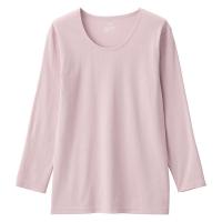 無印良品 レディース 婦人 あったか綿 厚手 Ｕネック八分袖Ｔシャツ 婦人Ｓ ライトピンク 良品計画