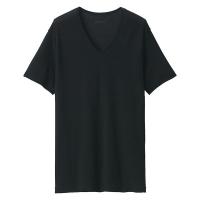無印良品 メンズ　紳士 脇に縫い目のない なめらか Ｖネック半袖Ｔシャツ 紳士Ｓ 黒 良品計画