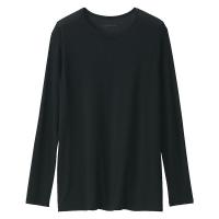 無印良品 メンズ　紳士 脇に縫い目のない なめらか クルーネック長袖Ｔシャツ 紳士Ｓ 黒 良品計画