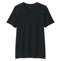 無印良品 メンズ　紳士 あったか綿 Ｖネック半袖Ｔシャツ 紳士ＸＬ 黒 良品計画