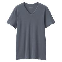 無印良品 メンズ　紳士 あったか綿 Ｖネック半袖Ｔシャツ 紳士Ｍ ダークグレー 良品計画