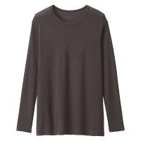 無印良品 メンズ　紳士 脇に縫い目のない なめらか クルーネック長袖Ｔシャツ 紳士Ｌ ブラウン 良品計画