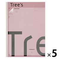 日本ノート Tree'sノート A4 PメモリU罫8mm 40枚スモークピンク　 TRPUA4 1セット（1冊×5）