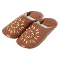 スリッパ レディース 刺繍フラットルームシューズ 22.5〜24.5cm ブラウン studio CLIP