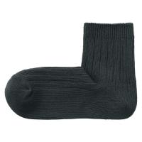 無印良品 レディース 婦人 足なり直角 履き口やわらか 太リブショート丈靴下 ２３〜２５ｃｍ ダークグレー 良品計画