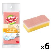 3M スコッチブライト スポンジ キッチン 泡立ちゆたか ソフトスポンジ ピンク 食器 洗い キズつけない 抗菌 1セット（6個）