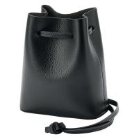 SALE 無印良品 ヌメ革 巾着バッグ 黒 タテ１９×ヨコ１６×マチ８ｃｍ 良品計画