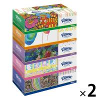 ティッシュペーパー 180組（5箱入）クリネックス ティシュー パラリンアート 2枚重ね 1セット（2パック）日本製紙クレシア