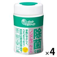 ウェットティッシュ ノンアルコール エリエール除菌できるノンアルコールタオル 本体 100枚入 1セット（4個） 大王製紙