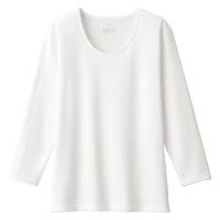 【レディース】無印良品 あったか綿 厚手 Uネック八分袖Tシャツ 婦人 S 白 良品計画