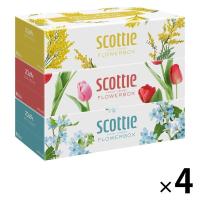 ティッシュペーパー スコッティ ティシュー 250組（3箱入）フラワーボックス 1セット（4パック）（イチオシ）