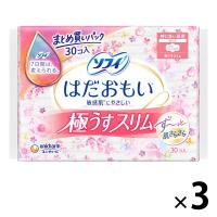 生理用品 ソフィ はだおもい 極うすスリム 特に多い昼用 羽つき 23cm 1セット（30枚×3個） ユニ・チャーム