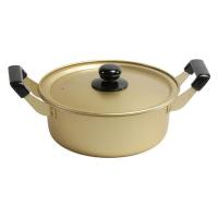 【アウトレット】ベストコ 両手鍋 アルミ 22cm 蓋付き ガス火専用 黄金 NQ-0074 1個