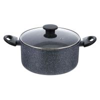 【アウトレット】ベストコ 両手鍋 深型 24cm IH ガス火対応 ガラス蓋付き ダークグレー ND-3181 1個