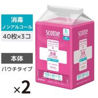 ウェットティッシュ 消毒ノンアルコール（40枚×3コ入）スコッティ ウェットタオル 2パック 日本製紙クレシア