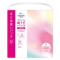 アテント 大人用おむつ 超うすパンツ下着爽快エレガントピンクベージュ 大容量 2回 Mサイズ 68枚:（2パック×34枚入）エリエール 大王製紙