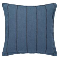 無印良品 洗いざらし麻綿ストライプ座ぶとんカバー 55×59cm用 ブルー 良品計画