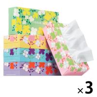 ティッシュペーパー 220組（5箱入） アスクルオリジナル スプレッドフラワー 1セット（3パック） PEFC認証紙 ボックスティッシュ  オリジナル