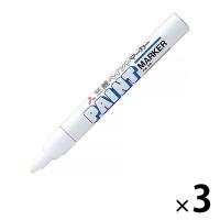 三菱鉛筆(uni) ペイントマーカー 中字 白 3本 油性マーカー PX-20