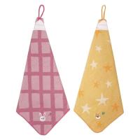 ループ付タオル ハンドタオル 約34×34cm どうぶつ 2枚セット（スチーム ウサギ+スチーム 犬） 林