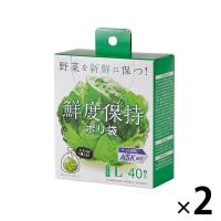 鮮度保持ポリ袋 半透明 マチ付き 厚さ0.009mm 抗菌剤配合 L 1セット（40枚入×2箱） ポリエチレン ストリックスデザイン