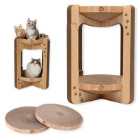 （お得なセット）猫壱 バリバリボウルタワー XL ライトブラウン ＋ 交換用 爪とぎ 2個パック