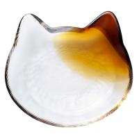 アデリア ココネコ ガラス皿 小皿 ブチ茶 径12.8×高さ2.2cm 日本製 化粧箱入り 1枚 石塚硝子
