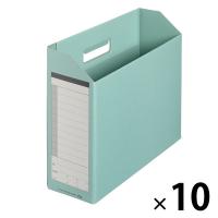 プラス ボックスファイル A4ヨコ 背幅100mm グリーン 緑 10冊 87530