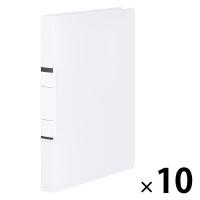 アスクル リングファイル PP製表紙 A4タテ 丸型2穴 背幅27mm クリアホワイト 白 ユーロスタイル 10冊  オリジナル