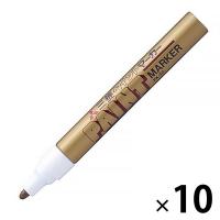 三菱鉛筆(uni) ペイントマーカー 中字 金 10本 油性マーカー PX-20