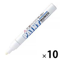 三菱鉛筆(uni) ペイントマーカー 中字 白 10本 油性マーカー PX-20
