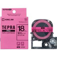 テプラ TEPRA PRO【純正】テープ スタンダード 幅18mm 蛍光ピンクラベル(黒文字) SK18P 1個 キングジム