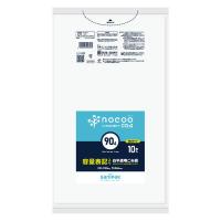 ゴミ袋 nocoo 白 超厚手 90L 10枚入×1パック 厚さ：0.040mm 容量表記入り 日本サニパック