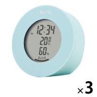 タニタ 温湿度計 時計 温度 湿度 デジタル 卓上 マグネット ライトブルー TT-585-BL 3個