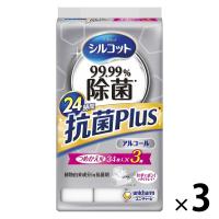 ウエットティッシュ アルコール除菌 シルコット 99.99％除菌ウェットティッシュ 抗菌Plus 詰め替え（34枚×3個パック） 3個 ユニ・チャーム